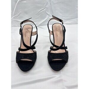 Lauren Lorraine Women's Slingback Buckle Adjustable Black Studded Heel  Size 8